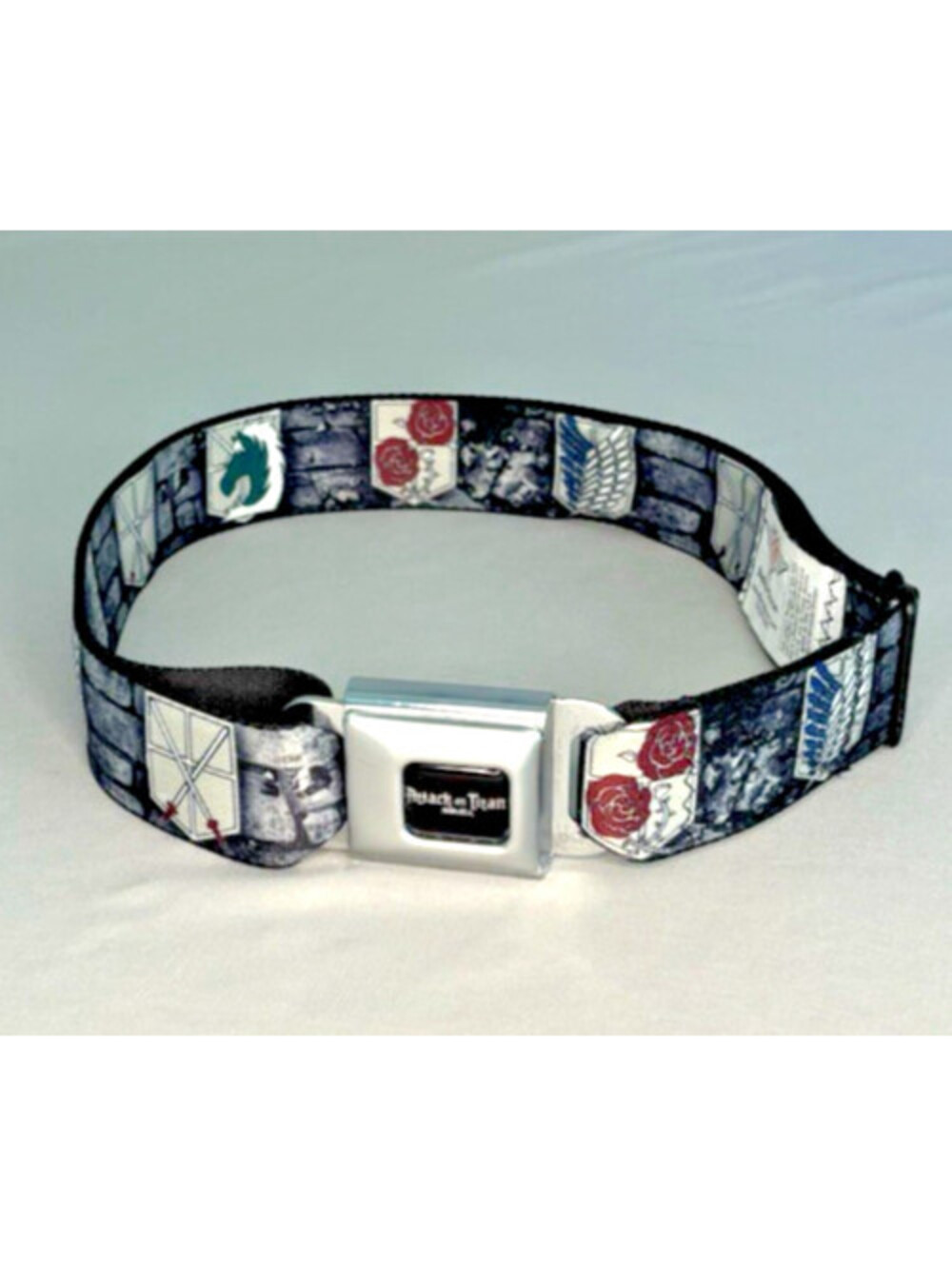 Attack on Titan Shields Men's Belt Buckle Down Seatbelt Anime Adj to 44" EUC